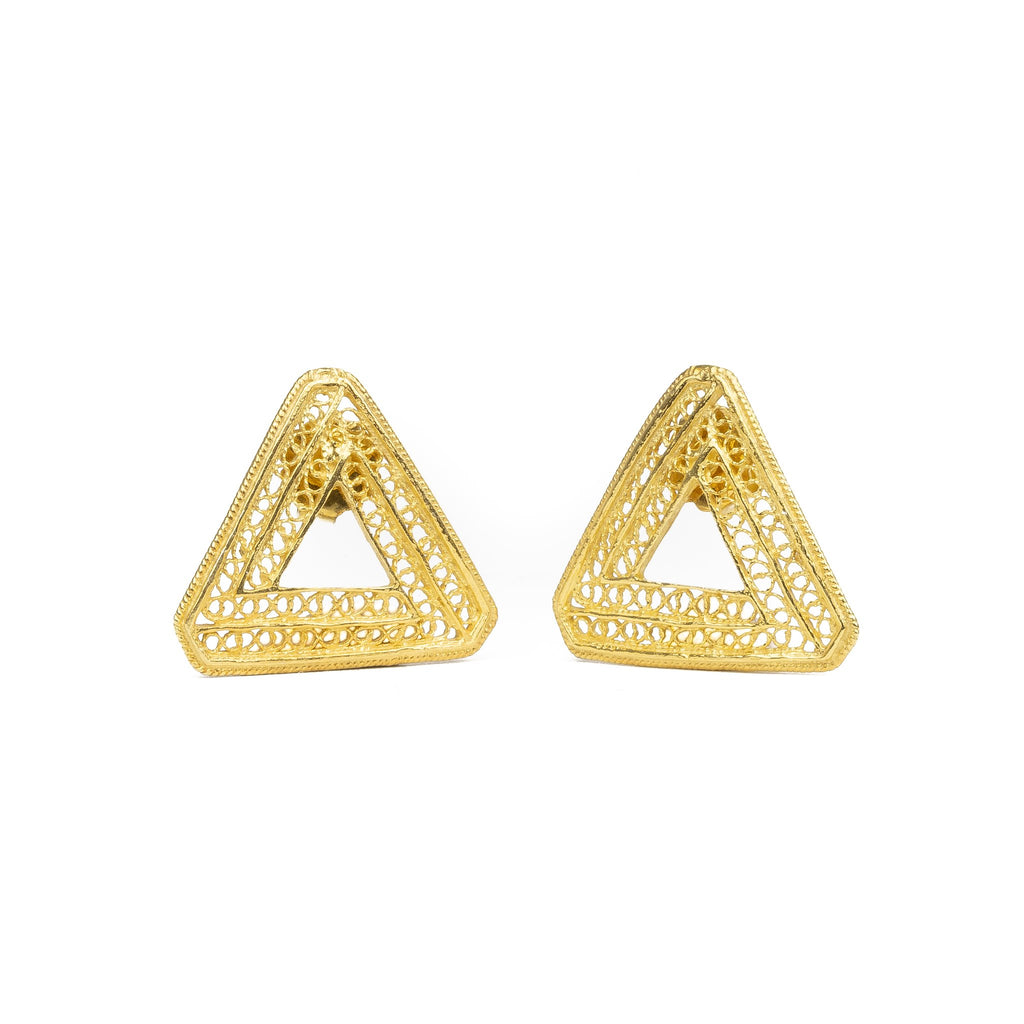 Golden silver filigree triangle earring 20mm (0.71in) -1