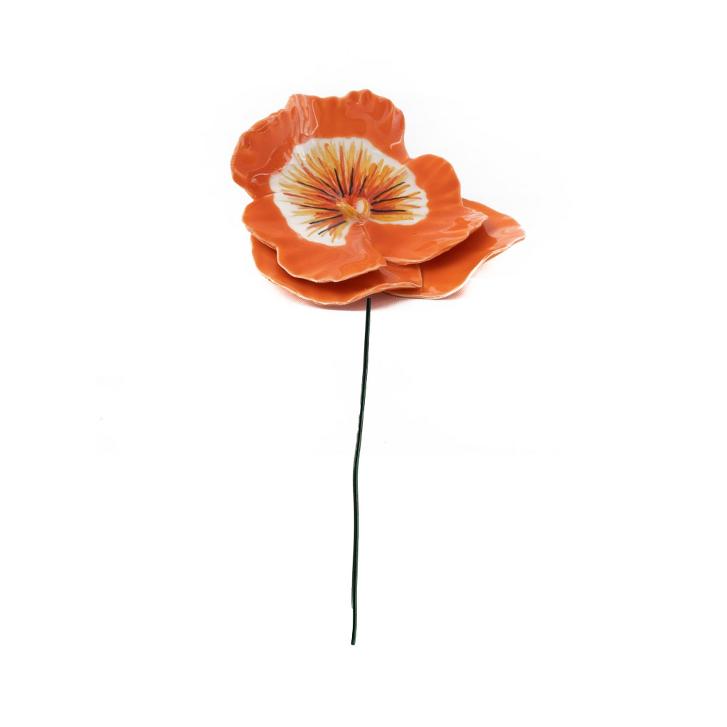 Ceramic Flower Orange Pansy 7cm (2.8in) -2